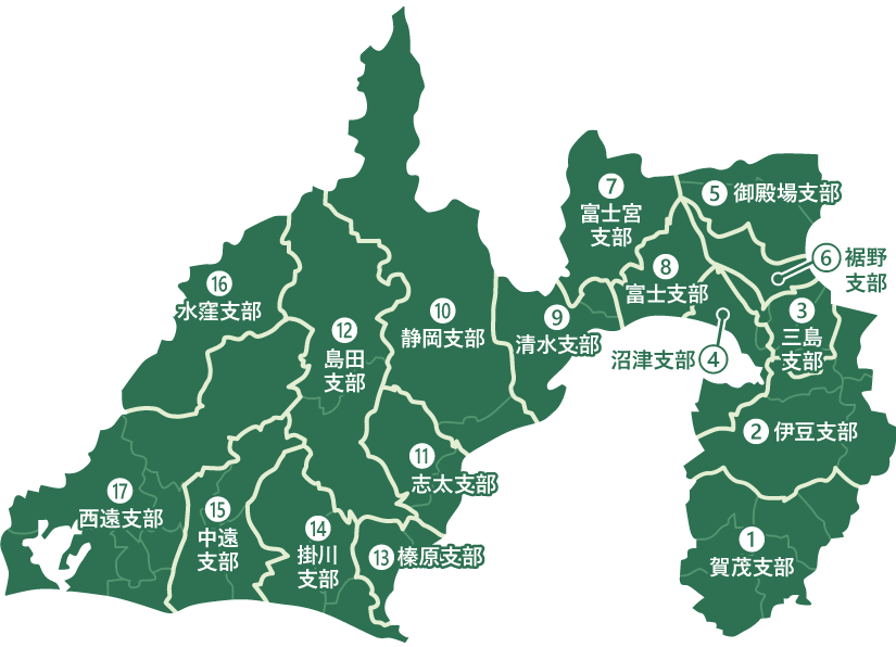 静岡県行政書士会支部地図